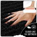 Yimobra Black Bathroom Rug Set 3 Piece - Super Absorbent Quick Dry Chenille Bath Mats & Toilet Rug, Non Slip Machine Washable, Extra Thick Shaggy Floor Mat for Shower Tub Sink
