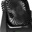 OLV Desk Fan 4 Speeds Stronger Cooling Airflow Portable Small Fan Rechargeable Ultra Quiet Personal Mini Fan for Office,Bedroom,Home Kitchen Outdoor Activities Adjustable 360 Tilt Head Black