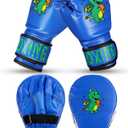 Boxing Gloves and Punching Mitts Set 4oz Gloves Boxing Pads Kids Youth Sparring Gear Training Equipment for Taekwondo Kick Karate Muay Thai MMA Martial Art