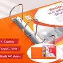 Sinload 8 Pcs 4 Inch 3 Ring Binder Heavy Duty Locking D Ring, Multicolor