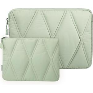 Voova Puffy Laptop Sleeve Case 15.6 16 Inch Compatible with MacBook Pro 16 M1/M2/M3/M4 Max 2019-2025, 15.6-16 Hp Lenovo Acer Asus, Cute Computer Cover Bag with Accessories Pouch,Mint Green
