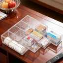 Large Bandage Storage Organizer with Lid Acrylic Bandaid Storage Container with 4 Clear Drawers for Home Medicine Cabinet Office School Use Bandages Organizers for Elastic Bandage Wrap Swabs