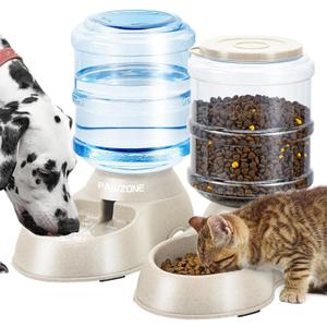 2 Pack Automatic Cat Feeder and Water Dispenser in Set Pet Food Bowl for Small Medium Dog Pets Puppy Kitten Big Capacity 1 Gallon x 2 (Cream) 2 Pack Automatic Cat Feeder and Water Dispenser in Set Pet Food Bowl for Small Medium Dog Pets Puppy Kitten Big Capacity 1 Gallon x 2 (Cream)