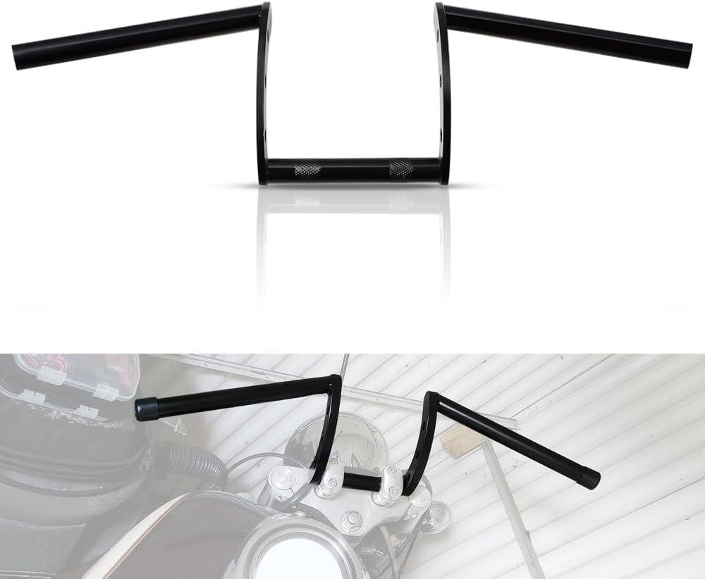 WOWTK 25mm 1" Z Bars Handlebar fits for Drag Bar Drag Custom Bobber Chopper Cruisers Softail Dyna Sportster (Black)