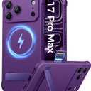 for iPhone 17 Pro Max Case Magnetic, Built-in Stand, Compatible with MagSafe, Rugged Military Grade Drop, Camera Control, Silicone Thin Women Men Case for iPhone 17 Pro Max 6.9", Dark Purple