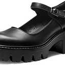 DREAM PAIRS Women's Mary Janes Shoes Platform Dress Low Heel Chunky Pumps Round Toe Ankle Strap Pumps Shoes Oxfords Esther 7,5