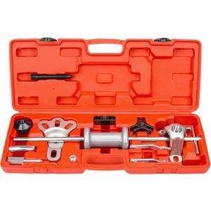 9-Way Slide Hammer Puller Set, Front Wheel Hub Bearing Remover & Rear Wheel Axle Hub Dent Shaft Puller Tool Kit Wheel Bearing Removal Tool (Red)