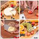 2 x Cheese Knife with Wooden Handle - Stainless Steel Blade for Hard & Soft Cheese, Ergonomic Grip for Charcuterie Board,Ideal Kitchen Gadget & Christmas Gift