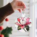 2 x Stained Glass Ornament, Christmas Ornaments, Christmas Decorations for Tree, Holiday Ornament, Gifts for Flower Lovers, Holiday Party Gifts, Gift Ideas & Xmas Gift - Magnolia Flower