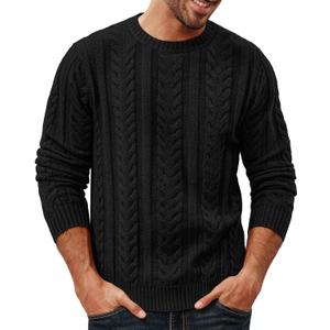 PJ PAUL JONES Mens Sweaters Casual Crewneck Cable Knit Pullover Sweater (X-Large, Black)