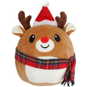 Christmas Plush Reindeer, Stuffed Animal with Christmas Hat, Stuffy Reindeer for Kids