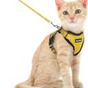 Dooradar Cat Harness and Leash Set, Escape Proof Safe Adjustable Kitten Vest Harnesses for Walking, Easy Control Soft Breathable Mesh Jacket with Reflective Strips for Cats, Yellow, S