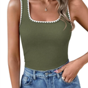 Women’s Square Neck Tank Tops 2025 Summer Sleeveless Shirts Casual Slim Fitted Color Block Ribbed Tanks Size XL