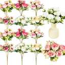 Jexine 24 Bundles Silk Artificial Peonies Flowers Faux Peony Bouquet Fake Peonies Artificial Flowers Bouquets for Vase Floral Arrangements Wedding Home Table Decoration (Colorful)