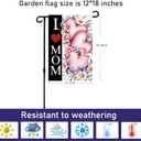 I Love Mom Happy Mothers Day Garden Flag 12x18 Inch Double Sided for Outdoor Pink Floral Heart Yard Flag Welcome Yard Party Decoration Flag (Mother02, GardenSize(12x18''))