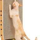 EHEYCIGA Cardboard Cat Scratcher for Indoor Cats, 32 Inch L Shaped Vertical Cat Scratching Board with Ball Cat Toy, Extra Large Cat Scratcher Pad, Brown