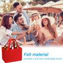 PATIKIL 6 Bottle Wine Carrier Tote with Divider, 2 Pack Wine Bottle Carrier Gift Bag, Reusable Felt Grocery Bag, Red