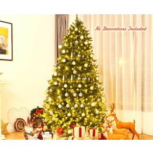 7.5 Feet Artificial Fir Christmas Tree with LED Lights and 1968 Branch Tips