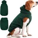 IECOii Dog Hoodie for Medium Dogs, Warm Fleece Dog Hoodies Sweater with Leash Hole and Pocket, Cozy Dogs Cold Weather Coat for Fall Winter Hooded Sweatshirt Vest for French Bulldog, Green, L
