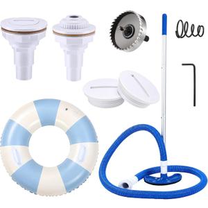 Outus Pool DIY Kit Stock Tank DIY Set for Starter Include Threaded Fittings, Vacuum Adapter, Inflatable Ring, Floating Chlorine Dispenser