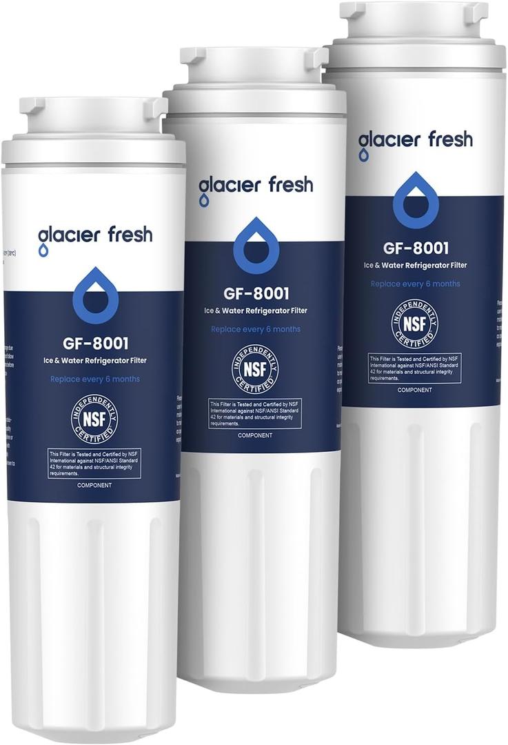 GLACIER FRESH UKF8001 Compatible with Whirlpool Refrigerator Water Filter 4, EDR4RXD1, EveryDrop Filter 4, 4396395, Maytag UKF8001, UKF8001AXX, WHR4RXD1, KAD4RXD1, 46-9006, Puriclean II, Pack of 3