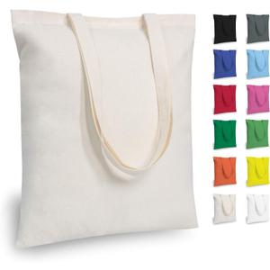 TOPDesign 3 | 6 | 12 | 24 | 48 | 192 Pack Economical Cotton Tote Bags, Lightweight Medium Reusable Grocery Shopping Cloth Bags, Suitable for DIY, Advertising, Promotion, Gift, Activity (3-Pack) (Beige)