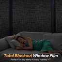 rabbitgoo Blackout Window Film, Sun Light Blocking Room Darkening Privacy Window Cover, Removable Day Sleep Black Out Shades Tint for Home Frosted Glass Film, 3D Cross, Black, 23.6" x 78.7"