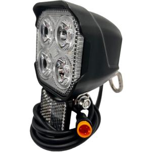 EBike Front Light with Built-in Horn Headlight 3-Pin Male Waterproof Connector Night Riding Bicycle Horn Light Compatible with 36V/48V/12V-60V Electric Bikes and E-Scooters
