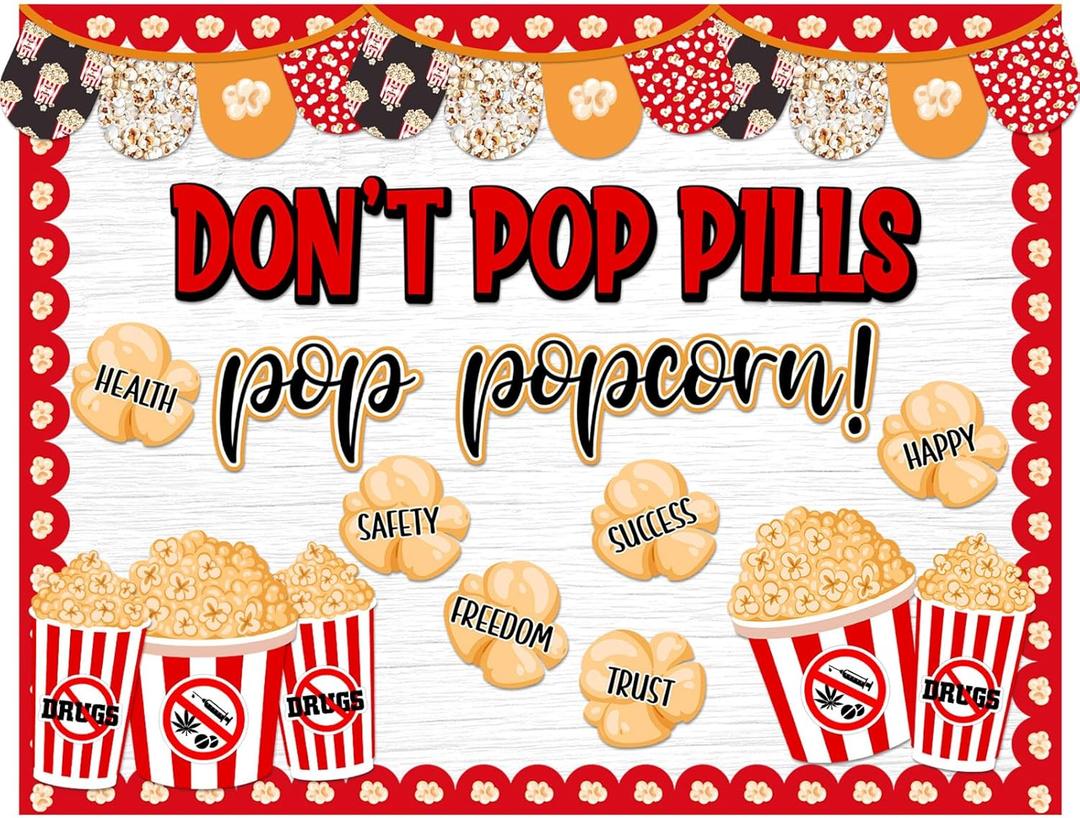 64 Pcs Red Ribbon Week Bulletin Board Anti Drug Awareness Bulletin Board Classroom Decoration Say No to Drugs for School Classroom Charity Event Party Supplies Chalkboard Wall Decor