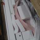 NCKMYB House Bunk Bed with Storage Stairs and Side Bookshelf, Full Size Loft Bed, White + Pink