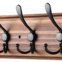 Coat Rack Wall Mount, Wooden Heavy Duty Coat Rack for Wall,6 Triple Coat Hanger Hooks for Hanging Coats,Jacket,Hat,Clothes (Brown, 6 Hooks)