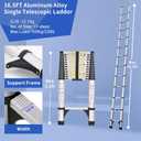 JADDUO Telescoping Ladder, 16.5 FT, Rectangular, Heavy Duty, Silver
