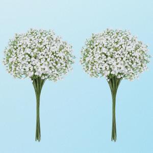 20 Pcs Babys Breath Artificial Flowers, Baby Breath Flowers Artificial Bulk, Real Touch Babys Breath Babies Breath Long Stems, Fake White Gypsophila For Bonquet Vase Wedding Decor Flower Arrangement