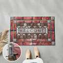 Welcome Mat Front Door Mat Indoor Outside Entrance, Absorbent Heavy Duty Doormat with Non Slip Backing Entryway Rug for Front Back Door, 24x36, Brick Print