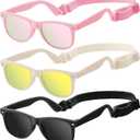 Baby Infant & Toddler Sunglasses with Strap, UV400 Protection for Boys & Girls 0-24 Months, 3 Pack