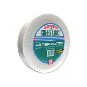 AJM Packaging Corporation : Paper Plates, Green Label, 9" Plate, 1200/CT, White 12/100 CT