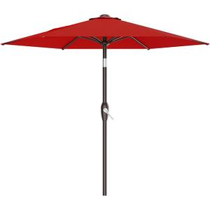 AreShark 7.5FT Patio Umbrella Table Market Umbrella with 6 Sturdy Ribs, Button Tilt/Crank Heavy-Duty Round Outdoor Umbrellas for Garden, Deck, Backyard,and Pool, Red