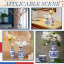 Maxcheck 24 Pcs Porcelain Blue and White Vase Mini Chinoiserie Bud Vase Vintage Ceramic Oriental Handmade Chinese Flower Jardiniere for Home Office Shelf Table Centerpieces Decor