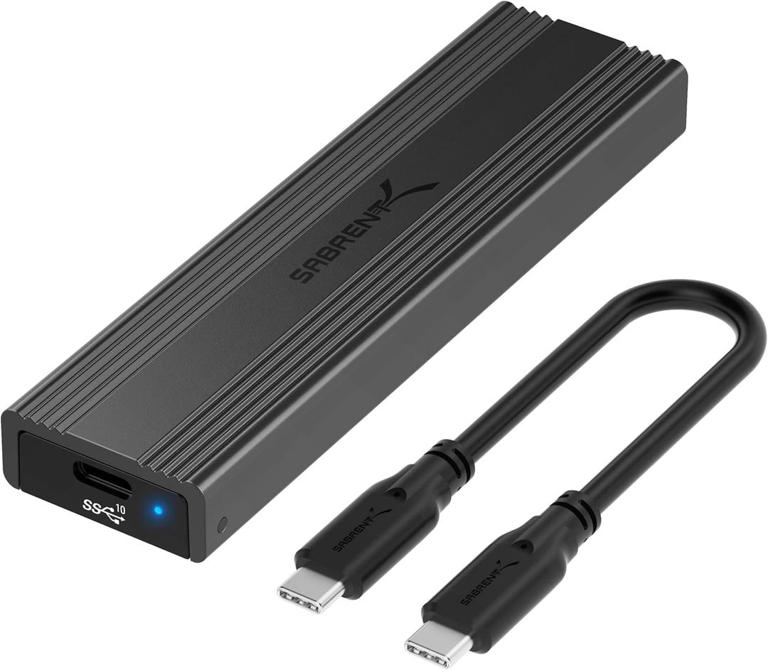 Sabrent USB 3.2 Type-C Tool-Free Enclosure for M.2 PCIe NVMe and SATA SSDs (EC-SNVE)