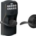 Schlage Camelot Keypad Lock with Lever Handle, Electronic Keyless Door Entry, AutoLock Enabled, Aged Bronze, FE575 CAM 716 ACC