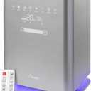 Crane Ultrasonic Warm & Cool Mist Air Humidifier for Bedroom, Top Fill, UV Light, 1.2 Gallon Tank, 500 Sq Ft Coverage, With Remote, Grey