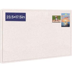 Bulletin Board, 23.5 X 17.5 inches Cork Board with 20 Pushpin, Felt Cork Board Notice Pin Board, Self-Adhesive Vision Board Mood Board Foldable Photo Board for Wall - Oatmeal, 24" x 18"