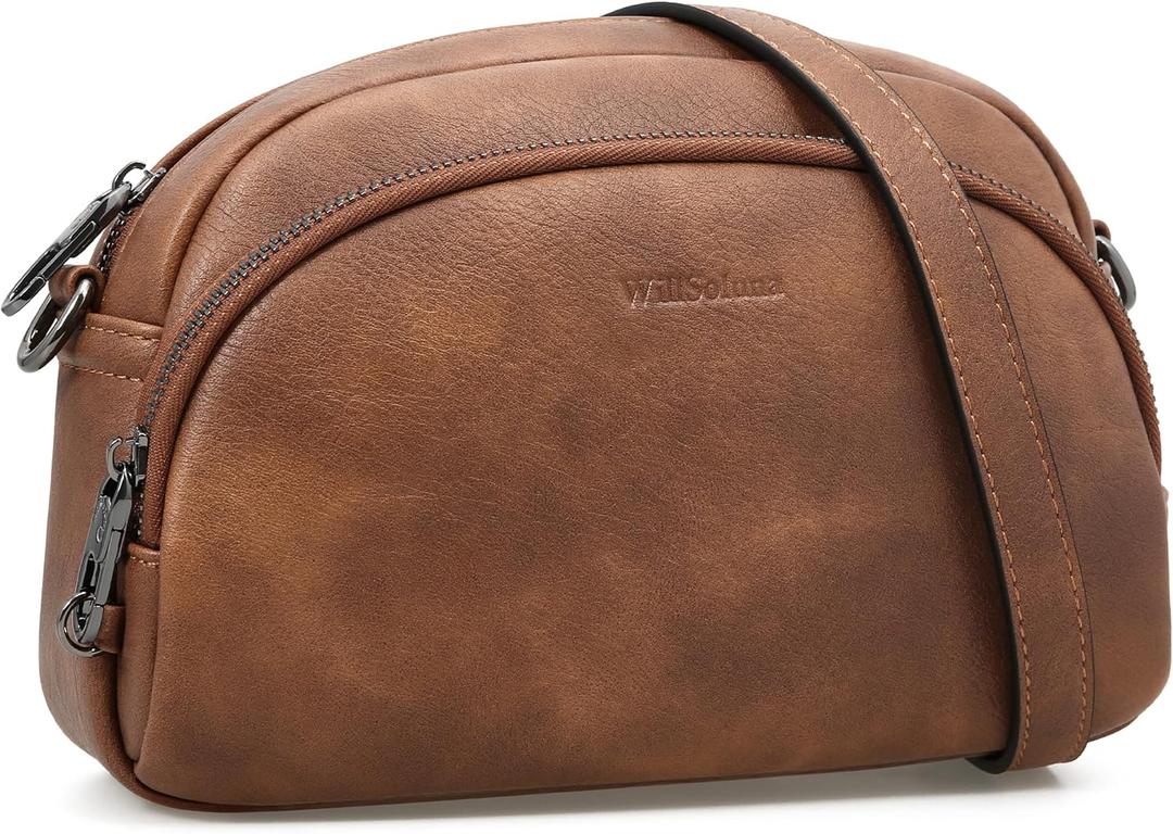 Leather Crossbody Bags for Women Anti-Theft Purses Vintage Saddle Handbag Small Cross Body Shoulder Bag (Brown)