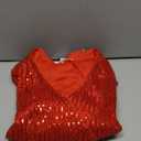 GRACE KARIN Womens Sparkly Sequin Tops,3/4 Sleeve Glitter Party Dressy Blouse,V-Neck Disco Evening Club Concert Shirt (Medium, Red)