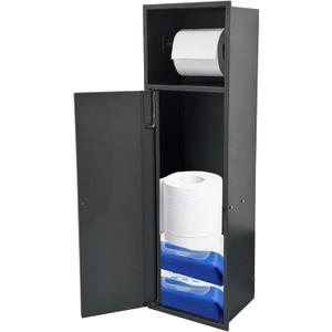 Recessed Toilet Paper Holder, Over-Mounted Toilet Roll Holder- 304 Stainless Steel in-Wall Bathroom Tissue Storage, Matte Black Wall-Mounted No Drilling Design for Bathroom/Kitchen/RV