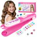 Hair Gem Stamper Kit - Bling Hair Jewels for Girls Toys - Hair Accessories with Reusable Shining Diamonds, Birthday Christmas Gifts for Girls 3 4 5 6 8-12 (Pink)