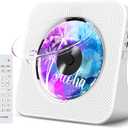 Gueray Portable CD Player with Bluetooth, Desktop CD Music Players for Home Built-in Double HiFi Sound Speakers, Support AUX&USB FM Radio Cool Men's Christmas Birthday Gifts,Gifts for Music Lovers (White)