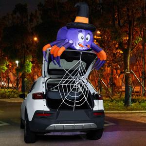 Joiedomi Halloween Inflatable Outdoor Decor, Halloween Blow Ups for Yard Decorations, Trunk or Treat Car Decorations, Inflatable Spider with Spider Web for Car Decor