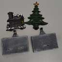 Christmas Stocking Holders for Mantle - Set of 2 Heavy Duty Cast Iron Stocking Hangers with Non-Slip Base | Exquisite 3D Xmas Tree, Cottage Mantel Hook for Fireplace Decoration Holiday Gifts