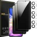 3 Pack Privacy Screen Protector for iPhone 11 6.1 Inch with 3 Pack Camera Lens Protector, Anti Spy Tempered Glass Film, Anti-Scratch, Touch Sensitive, Case Friendly